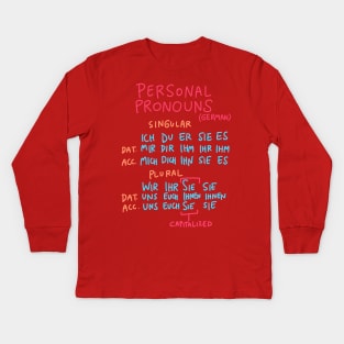 German Grammar (Pronouns) Kids Long Sleeve T-Shirt